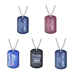 2024 Trump Necklace Party Favorit USA: s president Valflagga Pendant Rostfritt stål Taggar Jag kommer tillbaka Keyring Save America igen