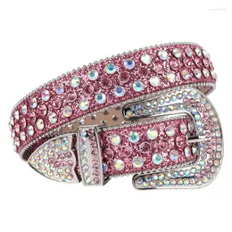 Belts High Quality Rhinestones Belt Bling Strap Diamond Studded For Women Men Ajustable Buckle Cowboy Cowgirl Ceinture Femme JeanBelts Emel2