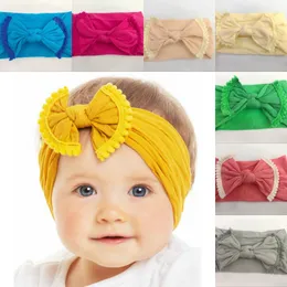 Babys Hair Accessories Solid Color Bowknot Baby Headband Elastic Turban Hairband Baby Girl Headbands