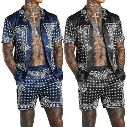 Men's Tracksuits Men's Summer Fast Dry Short Sleeve Plus Size Floral Printed Casual Designer Clothing He-man 2pcs Set Shirt And Shorts F