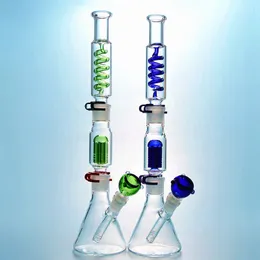 6 arms tree perc Hookahs Freezable Water Pipes Condenser Coil Diffused Downstem Oil Dab Rigs 18mm Female Joint With Bowl Build a Bong Beaker Bongs