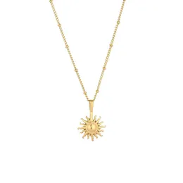 Anhänger Halsketten Verkauf 316L Edelstahl Sonnenblume Halskette mit Perlen Kugelkette für Frau Strand Mädchen GeschenkAnhänger