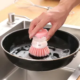 Kitchen Wash Tool Pot Dish Tableware Brush Clean With Washing Up Liquid Soap Dispenser Press Type Kitchen Cleaning Tools