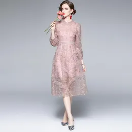 Casual Dresses ZUOMAN Women Luxury Embroidery Mesh Dress Festa High Quality Pink Wedding Cocktail Party Robe Femme Runway Designer Vestidos