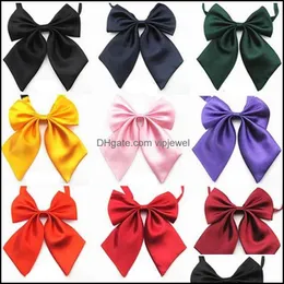 Bow Ties Fashion Accessories Women Girl Solid Color Large For Bank El Dress Suit Shirts Decor Dro Dh0Kf