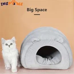 Pet Bed Fife House Plush мягкая моющаяся подушка для маленьких собак и кошек Пещера теплый спальный закрытый гнездо 220323