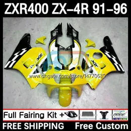 مجموعة هيكل العمل لـ Kawasaki Ninja ZXR-400 ZX 4R COWLING ZXR 400 CC 400CC FAIRING 12DH.101 ZX-4R ZXR400 91 92 93 94 95 96 ZX4R 1991 1992 1993 1994 1995 1995 BODY Yellow BLK