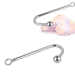 120g Stainless steel anal hook with beads hole metal butt plug anus fart putty slave Prostate Massager BDSM sex toy for men 220412