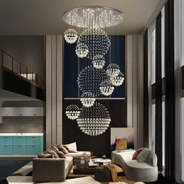 Lampa wisząca luksus dupleks budynek kryształowy żyrandol nowoczesny minimalistyczny willa salon budynek na środkowym piętrze hotelowe lampy hotelowe