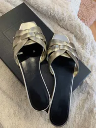 Läderrutschbanor för kvinnor Sandal Tribute Nu Pieds 05 läderrutschkanor Utomhus Lady Beach Sandal Tofflor Komfortpromenadskor för damer