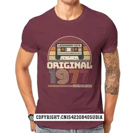Красивая ретро Винтажная лента на день рождения 1977 года Mens Premium Футболка мода Slim Fit Tops рубашка хлопок удобно 220419