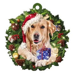 Interior Decorations Dog Christmas Pendant Ornament Round Wooden Ornaments Premium Durable With Exquisite Workmanship For Kids DIY Craft HaI