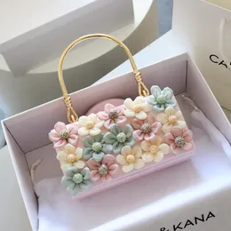 Evening Bags Personalized Fashion Minority Foreign Flower Bag 2022 Spring Women's Shoulder Messenger Chain Pearl Square