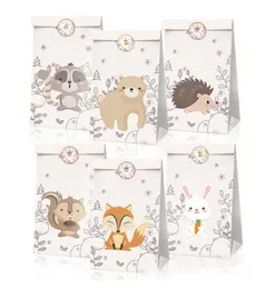 Embrulho de presente 12pcs Jungle tem tema de festa decorações de festas infantis Bolsas de papel caixas de doce