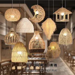 Lâmpadas pendentes chinesas Candelador de rattan East Retro Creative Creative Bamboo Art Restaurant Pote El Homestay Decorativo LightSponts