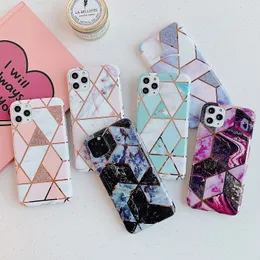 Luxury Splicing Marble IMD Phone Cases for iPhone 13 12 11 Pro Max XR X 8 7 Samsung S22 S21 Note20 Plus Ultra S20FE A51 A71 A32 A52 A72 Huawei P20 P30 P40 Pro Redmi Note 10 K40