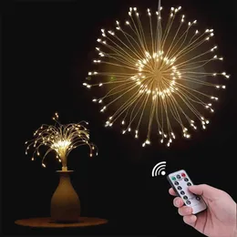 الأوتار LED في الهواء الطلق ضوء الألعاب النارية 120/180 LEDS التحكم عن بُعد مضاد للماء معلق النجوم الإضاءة إضاءة إكليل عيد الميلاد.