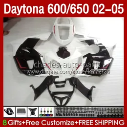 Bodys para Daytona600 Daytona650 02-05 Bodywork 132No.35 Cowling Daytona 650 600 CC 02 03 04 05 Daytona Black White 600 2002 2003 2005 ABS Fairing Kit