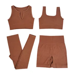 Conjunto feminino de ioga roupas de ioga para 4 peças europeus e americanos sutiã esportivo com rosca shorts calças sexy roupa de fitness para senhora VELAFEEL