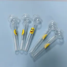 Queimador de óleo de vidro pyrex rosto sorridente cachimbo de fumaça mini tigela de óleo para fumar vaporizador