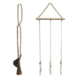 Hooks Rails Bohemian Hat Display Rack Baumwollseil Quasten Hangers Dekorative Aufbewahrungshooks