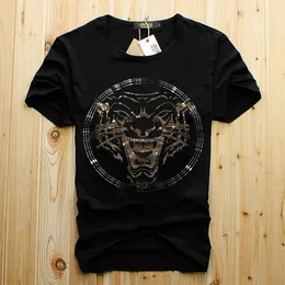 Mäns Luxury Diamond T-shirt Tiger Head Design Fashion Märke 2022 Trend Cotton Casual Male Tees Plus Size Summer Man Top Clothing M-5XL