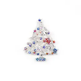 30 PCs/lote preços por atacado Broches de moda Rhinestone Christmas Tree com pino em estrela para presente/decoração de natal