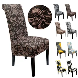XL Größengedruckte Stuhl Cover Bohemian Stil High Back Stuhl Cover für Esszimmer Hochzeit El Bankett Stretch Decor Sitzfall 220517