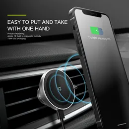 Montieren Sie das kabellose Qi-Ladegerät Baseus Fast Wireless Charging Magnetischer Autotelefonhalterständer für iPhone X 8 Samsung S9