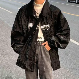 NoEstaMal Vintage Streetwear Giacca stampata Moda Harajuku Maschile Casual Cardigan Uniforme Oversize Hip Hop Maschile BF Cappotti neri T220816