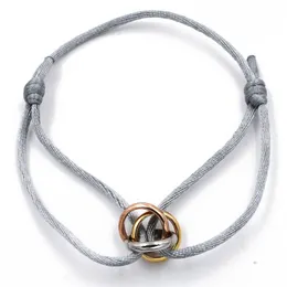 Corrente de aço inoxidável Trinity Ring String Charm Pulseira Três Anéis Mão Strap Casal Pulseiras Para Mulheres Homens Moda Designer Jóias Famoso 43