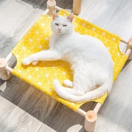 Pet Cot Bed For Cat Dog Portable Elevated Summer Breathable Detachable Raised Kitty Puppy Nest Durable Canvas Supplies 220323