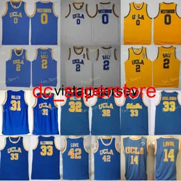 UCLA Bruins College Jerseys Basket Russell Westbrook 0 Lonzo Ball 2 Zach Lavine 14 Kevin Love 42 Reggie Miller