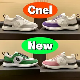 2023 Designer Lambskin sneaker Casual Shoes Women Cnel 21SS Inter locking Suede with box Fashion women purple grey black Sneakers Flat Comfortable womens Trainers