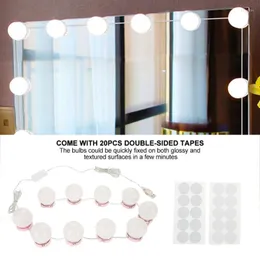 Kompaktowe lustra 10pcs Makeup Mirror Bulbs Zestaw 10 W z LED Light 20pcs Tapes Vanity kosmetyczny jasność Regulowana różowa