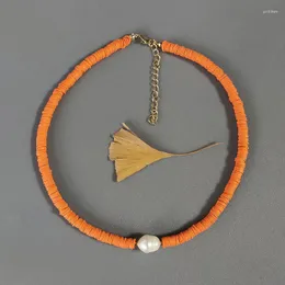 Цепи летний богемный стиль силиконовый ожерелье модное заявление натуральная жемчужная подвеска