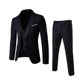 Men's Tracksuits 3Pcs Jacket Pant Vest Luxury Men Wedding Suit Male Blazers Slim Fit Suits For Costume Business Formal Party Classic BlackMe