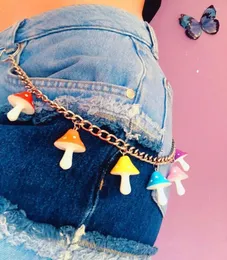 Keychains Cute Colorful Mushroom Pendant Keychain For Women Girl Vintage Harajuku Punk Cool Plant Waist Pants Key Chain Trendy Jewelry Enek2