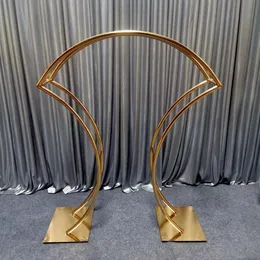 Düğün Dekorasyon Çiçek Vazo El Masa Centerpieces Çiçek Sıralı Metal Tutucu Çiçek Rafı Parlak Altın Kemeri Stand Grand-Event Part211d