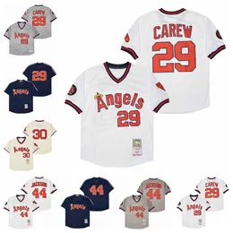 1973 1982 1985 Throwback Baseball 44 Jeremiah Jackson Jersey Vintage 30 Nolan Ryan 29 Rod Carew Swetry z szytym ściegiem Cool Base Kolor drużyny Granatowy Biały Szary Beżowy