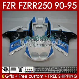 مجموعة الجسم ل yamaha fzrr fzr 250r 250rr fzr 250 FZR250R FZR-250 143NO.22 FZR-250R FZR250 R RR 90 91 92 93 94 95 FZR250RR 1990 1990 1992 1993 1994 1995 Fairing Blue White