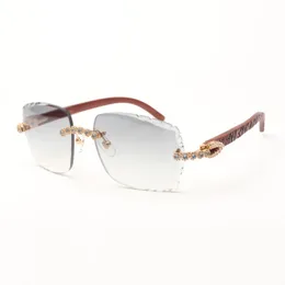 Blue Bouquet diamonds sunglasses 3524014 with tiger wooden legs and 58 mm cut lenses