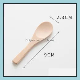 Small Mini Wooden Spoons For Kids Honey Kitchen Using Connt Spoon 9*2.3Cm No Paint Kid Drop Delivery 2021 Flatware Kitchen Dining Bar Hom