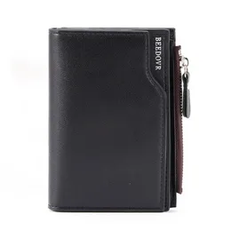 Brieftaschen Herren Reißverschluss Kurzerbringliche Brieftasche Multifunktional vertikaler Mini -Schnappknopf Retro -Münzgrundtasche PU Leder -Kartenhalterwallets