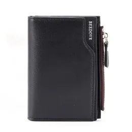 Carteiras com zíper masculino carteira curta vertical multifuncional mini botão de snap snap burse de moeda masculino de couro pu PU Wallets