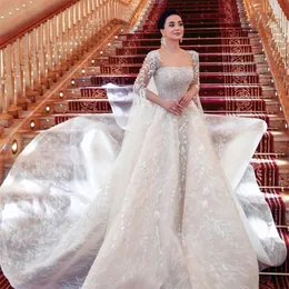 Dubai Vintage Brautkleider Spitze Applique Mode Brautkleider Korsett Lace Up Langarm vestidos de novia