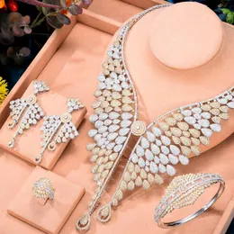 Brincos Colar Siscathy Argélia Fashion Luxo Full Cubic Zircon Wedding Jewelry Set para mulheres Braça Braça Brange Acessório