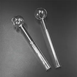 Pipes de fumar QBSOMK 4.8 pulgadas 12 cm 10 cm Clear Pyrex Glass Aceite Transparente Quemador Tubo Burno Tubos excelentes puntas de uñas 3091 T2