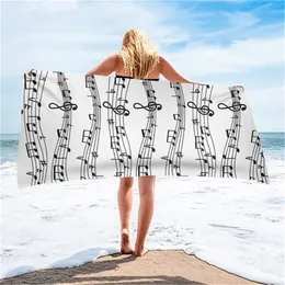 UPETSTORY SOFT BEACH MUSIC NOTE DESIGN MICROFIBER BATH للبالغين على غرار الفنون المستطيل دش مخصص TOALLA منشفة 220707