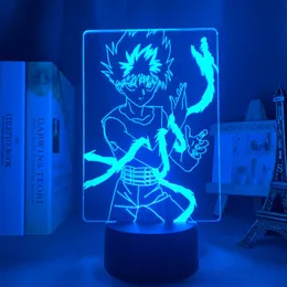 Nachtlichter Anime LED Light Yu Hakusho Hiei Nachtlicht für Schlafzimmer Dekor Manga Geburtstag Geschenke Zimmer Lampe 3dnacht